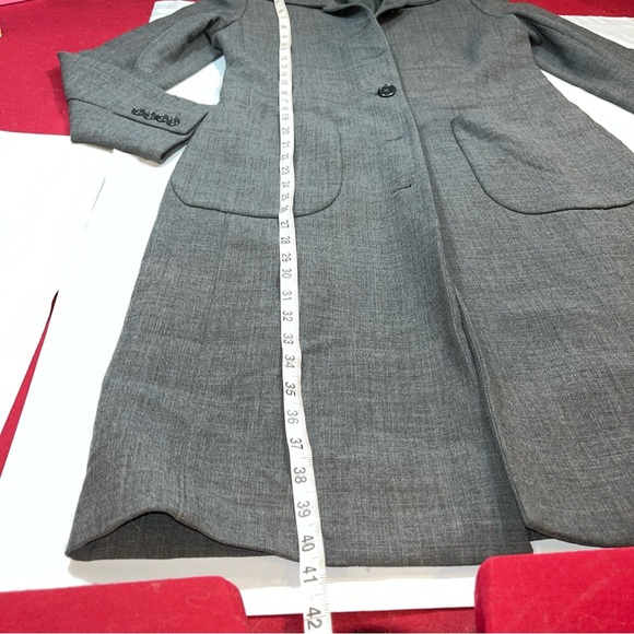 Allegory stretch GRAY WOOL Lycra TRENCH Sz 10 Pea Coat 6 Button Jacket 352834 L - Picture 10 of 15